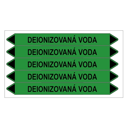 Značení potrubí, deionizovaná voda,5 ks, 150 × 12 mm